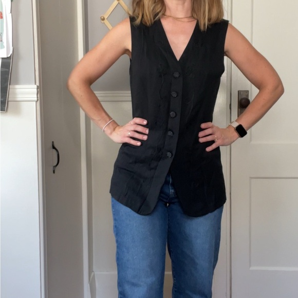 Vintage 90s Evidence button up best with florals and vine details Size S/M - Picture 10 of 10